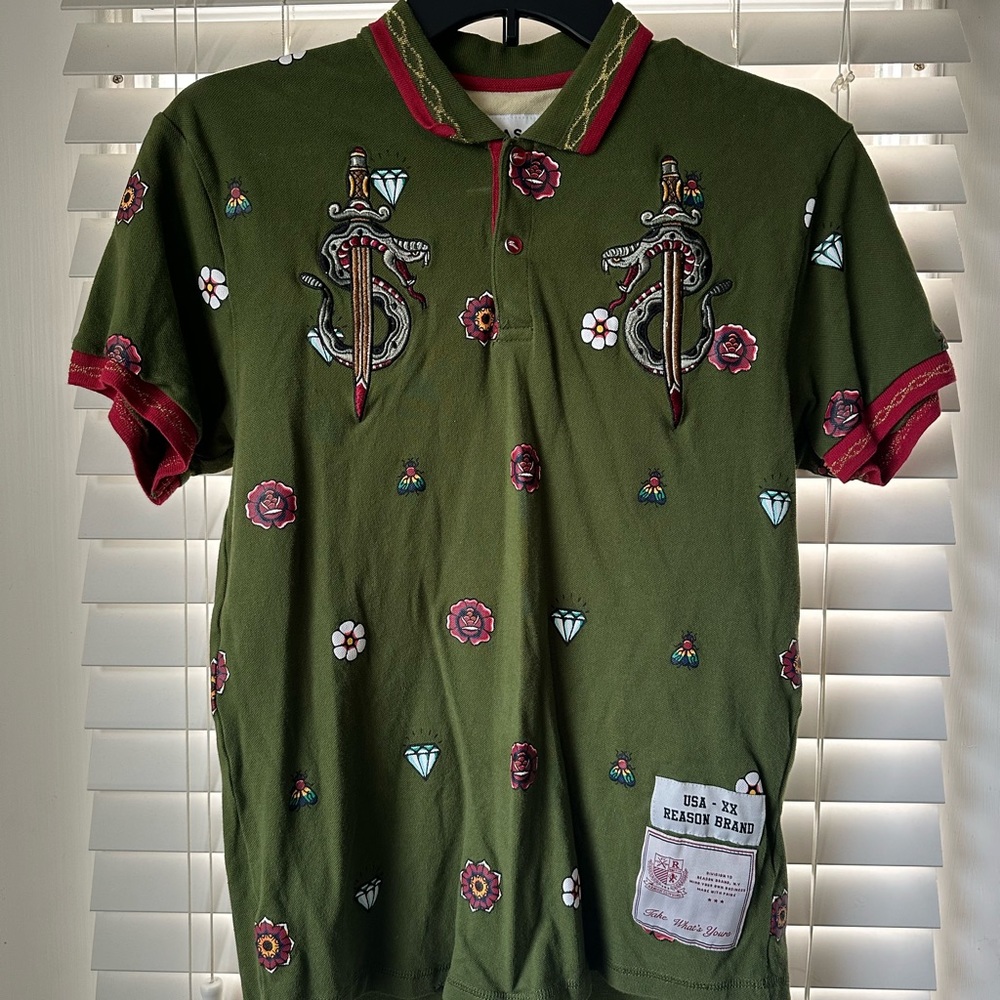 Reason Olive Green Graphic Shirt